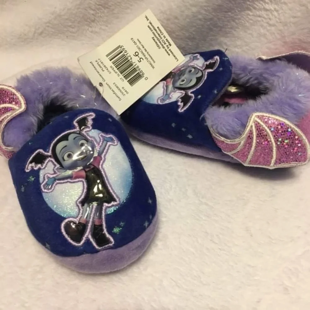 Disney Junior Vampirina Slippers Kids Size 7/8 Purple Blue New Bat Wings Glitter